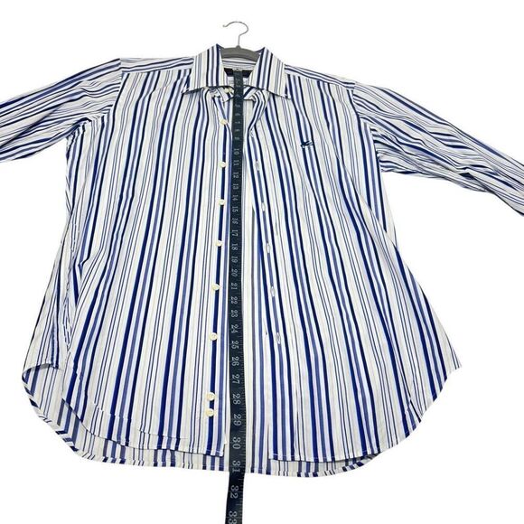ETRO Men’s Button Down Shirt Stripe Collar in White & Blue Long Sleeve Size 39IT - Picture 9 of 13
